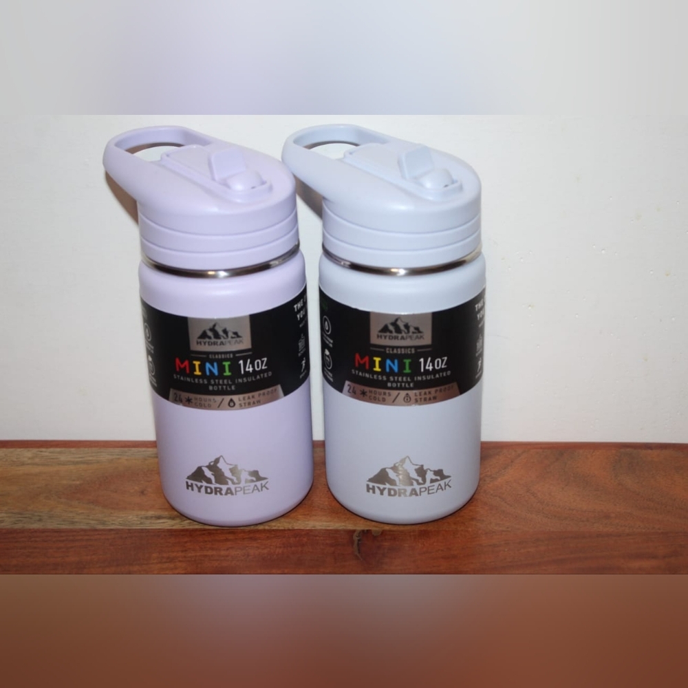 Hydrapeak Mini 14oz Water Bottles - Purple and Light Blue